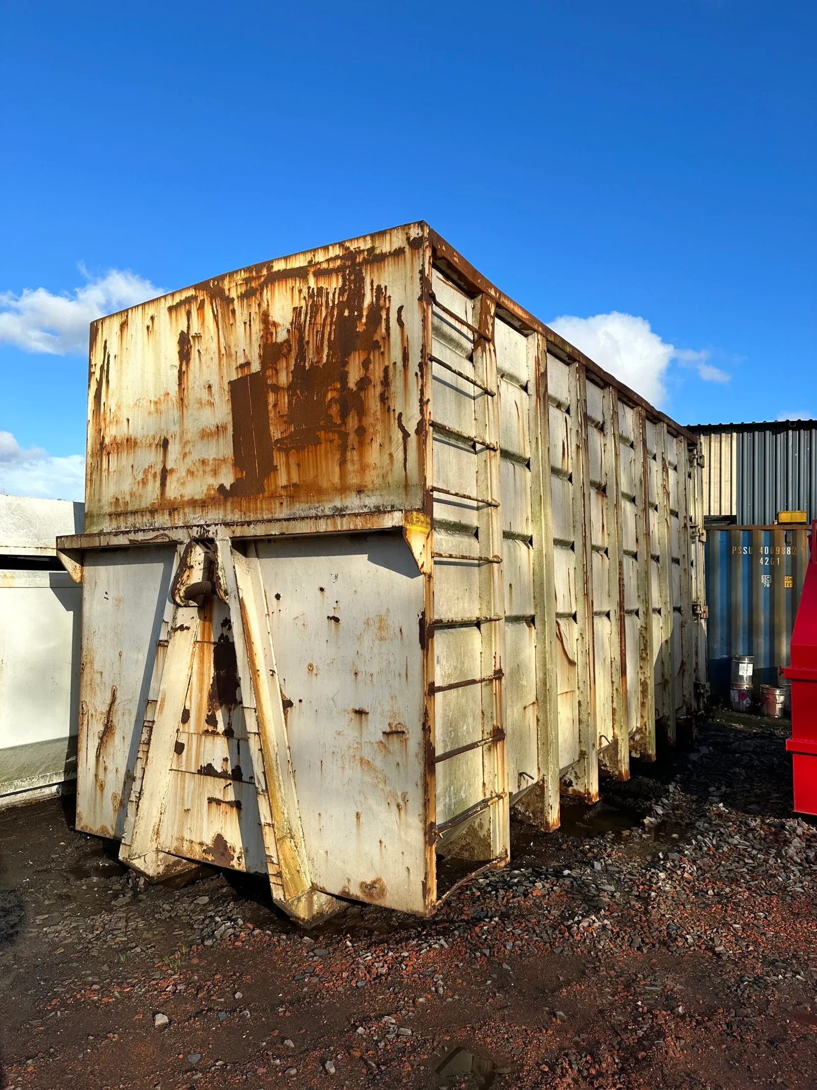 A rusted roll-on roll-off container before refurbishment